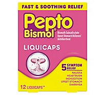 Pepto-Bismol Relief from Nausea Heartburn Indigestion Upset Stomach Diarrhea LiquiCap - 12 Count