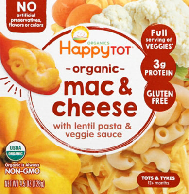 Happy Tot Organics Love My Veggies Mac & Cheese Lentil Veggie Bowl - 4.5 Oz - Image 2