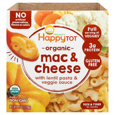 Happy Tot Organics Love My Veggies Mac & Cheese Lentil Veggie Bowl - 4.5 Oz