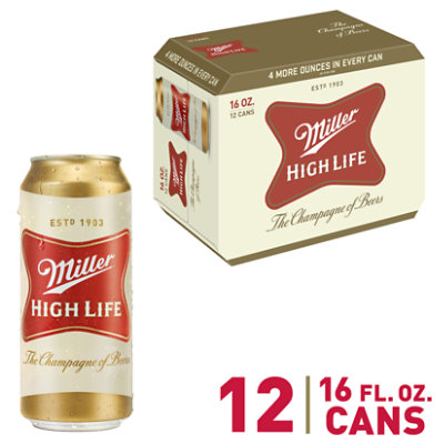 Miller High Life American Style Lager Beer 4.6% ABV Cans - 12-16 Fl. Oz. - Image 1