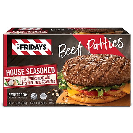 TGI Fridays House Seasoned Beef Patties 6 Count - 2 Lb - Image 1
