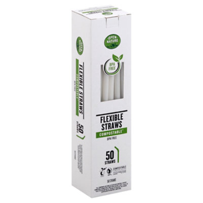 Open Nature Straws Compostable - 50 Count