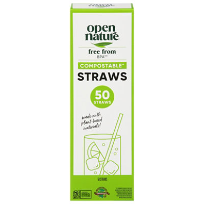 Open Nature Straws Compostable - 50 Count