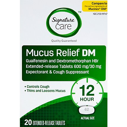 Signature Care Mucus Relief DM 600mg Extended Release Tablet - 20 Count - Image 2