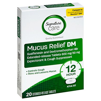 Signature Care Mucus Relief DM 600mg Extended Release Tablet - 20 Count - Image 1