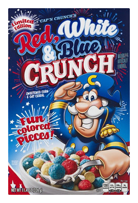 Capn Crunch Cereal Corn & Oat Sweetened Crunch Red White & Blue - 11.4 Oz
