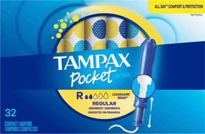 Tampax Pocket Pearl Compact Tampons Regular Absorbency Unscented - 32 Count - Image 2