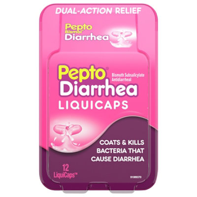 Pepto Bismol Medicine For Diarrhea Relief Liquicaps - 12 Count