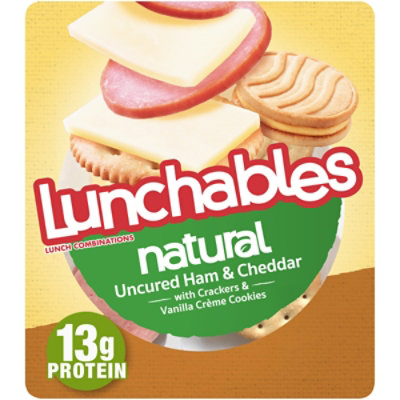 Lunchables Natural Uncured Ham & Cheddar Cheese Snack Kit with Crackers & Cookies Tray - 3.4 Oz - Image 1