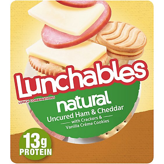 Lunchables Natural Uncured Ham & Cheddar Cheese Snack Kit with Crackers & Cookies Tray - 3.4 Oz