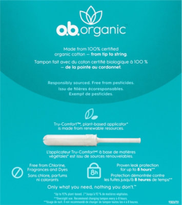 o.b. Organic Tampons Plant Based Applicator Super Absorbency - 18 Count - Image 5