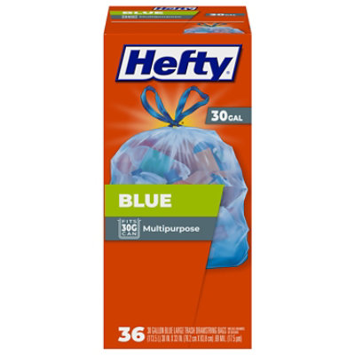 Hefty Recycling Scent Free 30 Gallon Blue Large Ds Trash Bags - 36 Count - Image 3