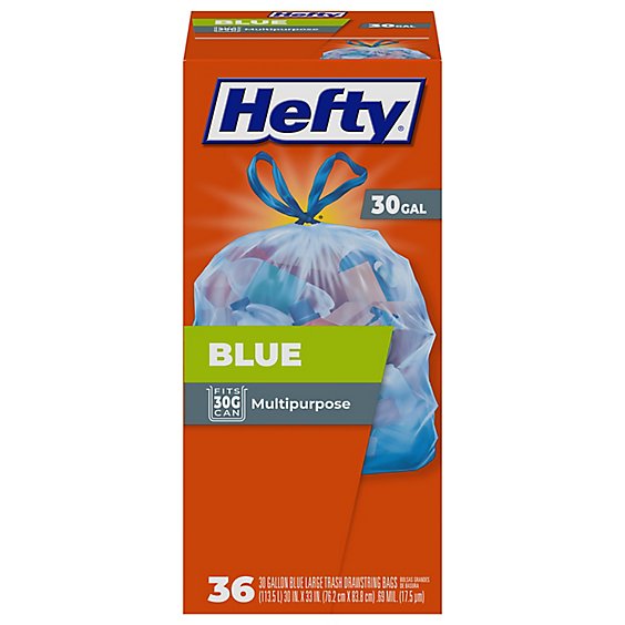 Hefty Recycling Scent Free 30 Gallon Blue Large Ds Trash Bags - 36 Count -  Randalls