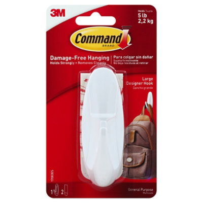 3M Command Designer Hook Large 1 Hook 2 Strips - Each - Image 1