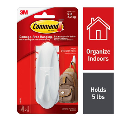 3M Command Designer Hook Large 1 Hook 2 Strips - Each