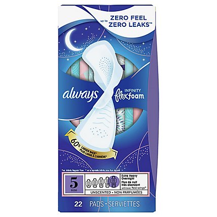 Always Infinity Pads Size 5 Overnight With FlexFoam Wing Unscented - 22 Count - Image 3