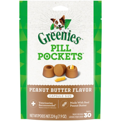 Greenies Pill Pockets Real Peanut Butter Capsule Size Natural Soft Dog Treats 30 Count - 7.9 Oz - Image 1