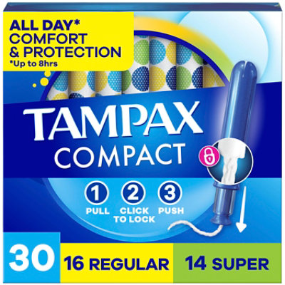 Tampax Pocket Pearl Regular/Super Absorbency Unscented Compact Tampons Duo Pack - 30 Count - Image 1
