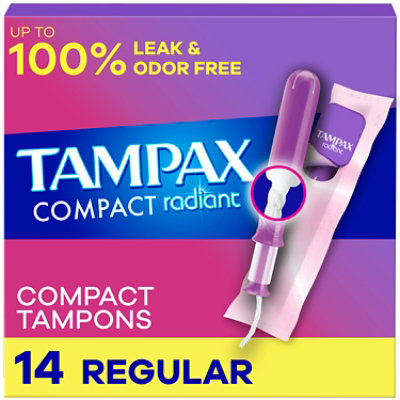 Tampax Radiant Regular Absorbency Unscented Tampons - 14 Count