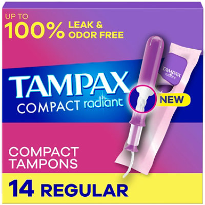 Tampax Radiant Regular Absorbency Unscented Tampons - 14 Count - Image 1