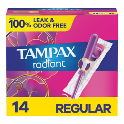 Tampax Radiant Regular Absorbency Unscented Tampons - 14 Count