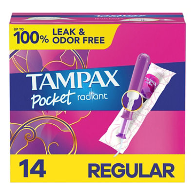 Tampax Radiant Regular Absorbency Unscented Tampons - 14 Count