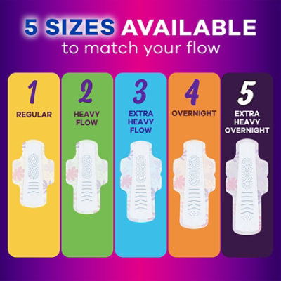 Always Radiant FlexFoam Pads Size 5 Extra Heavy Overnight Absorbency Wings Scented - 18 Count - Image 8