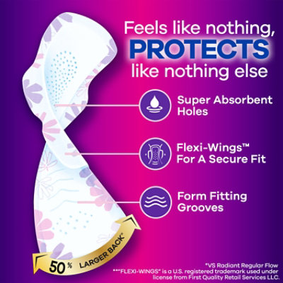 Always Radiant FlexFoam Pads Size 5 Extra Heavy Overnight Absorbency Wings Scented - 18 Count - Image 2