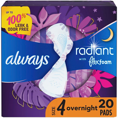 Always Radiant Pads Size 4 Overnight Absorbency Scented - 20 Count - Image 1