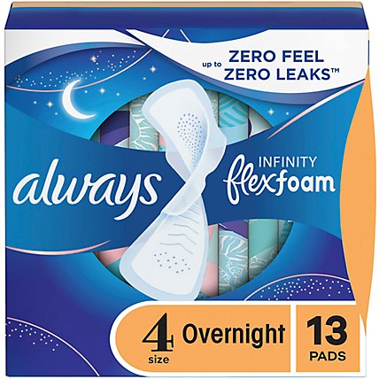 Always Infinity Pads FlexFoam Size 4 Overnight Absorbency Unscented - 13 Count - starmarket Always Infinity Pads FlexFoam Size 4 Overnight Absorbency Unscented - 13 Count - starmarket
