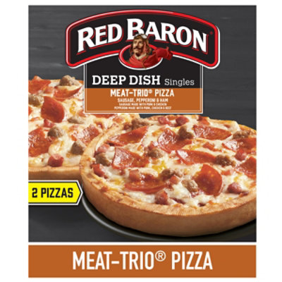 Red Baron Pizza Deep Dish Singles Meat Trio 2 Count - 11.2 Oz - Image 1