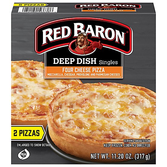 Red Baron Pizza Deep Dish Singles Four Cheese 2 Count - 11.2 Oz