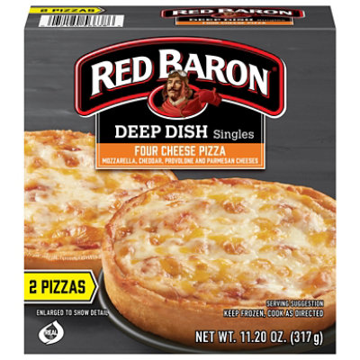 Red Baron Pizza Deep Dish Singles Four Cheese 2 Count - 11.2 Oz