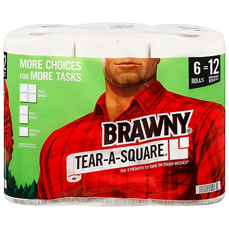 Brawny Paper Towels XL Tear A Square White - 6 Roll