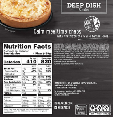 Red Baron Pizza Deep Dish Singles Cheese 2 Count - 11.2 Oz - Image 6