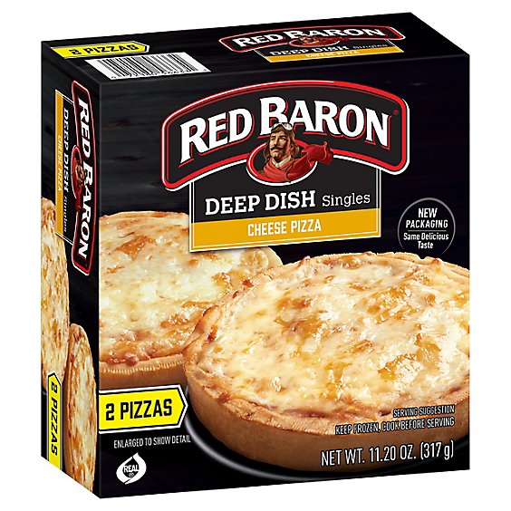 Red Baron Pizza Deep Dish Singles Cheese 2 Count - 11.2 Oz