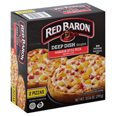Red Baron Pizza Deep Dish Singles Hawaiian-Style 2 Count - 10.56 Oz