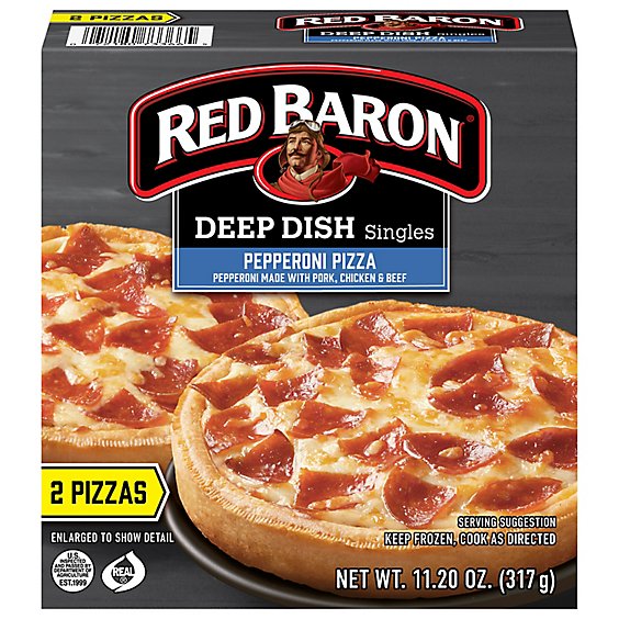 Red Baron Pizza Deep Dish Singles Pepperoni 2 Count - 11.2 Oz