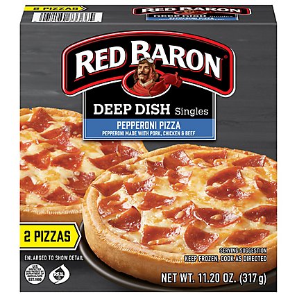 Red Baron Pizza Deep Dish Singles Pepperoni 2 Count - 11.2 Oz - Image 1