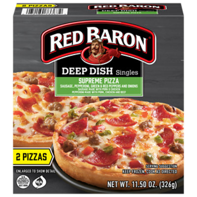 Red Baron Pizza Deep Dish Singles Supreme 2 Count - 11.5 Oz