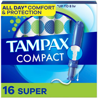 Tampax Pocket Pearl Compact Tampons Super Absorbency Unscented - 16 Count