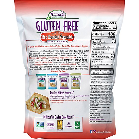 Milton's Craft Bakers Fire Roasted Vegetable Gluten Free Crackers - 4.5 Oz