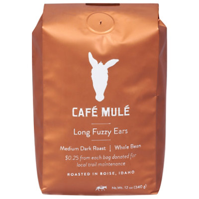 Cafe Mule Coffee Whole Bean Medium Dark Roast Long Fuzzy Ears - 12 Oz