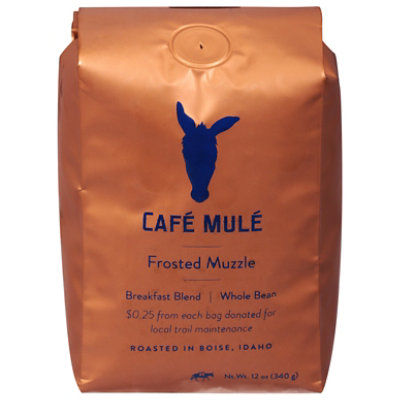 Cafe Mule Coffee Whole Bean Breakfast Blend Frosted Muzzle - 12 Oz