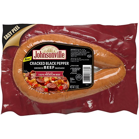 Johnsonville Sausage Rope Beef Cracked Black Pepper Fully Cooked - 12 Oz