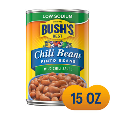 BUSH'S BEST Low Sodium Pinto Beans in a Mild Chili Sauce - 15 Oz
