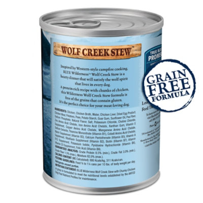 Blue Buffalo Wilderness Wolf Creek Stew Natural Chunky Chicken Stew in Gravy Wet Dog Food Can - 12.5 Oz - Image 2