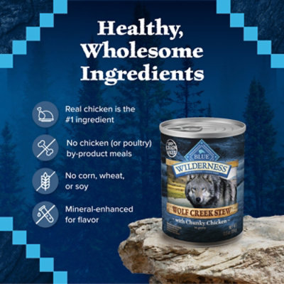 Blue Buffalo Wilderness Wolf Creek Stew Natural Chunky Chicken Stew in Gravy Wet Dog Food Can - 12.5 Oz - Image 6