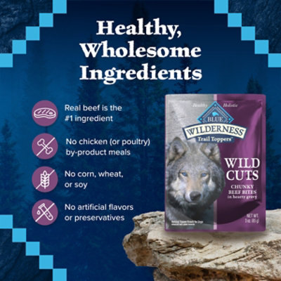 Blue Buffalo Wilderness Trail Toppers Wild Cuts Wet Dog Food Chunky Beef Bites Pouches 3 Oz jewelosco