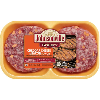 Johnsonville Grillers Bratwurst Patties Bacon & Cheese 4 Patties - 16 Oz - Image 1